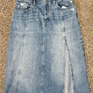 We The Free Blue Denim Midi Skirt